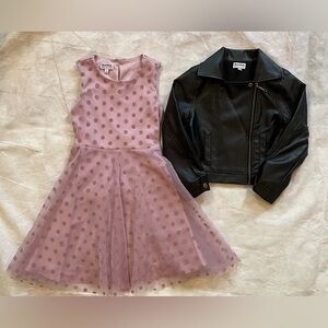 Blueberi Boulevard Pink Polka Dot Dress with Black Jacket For Girls size 7